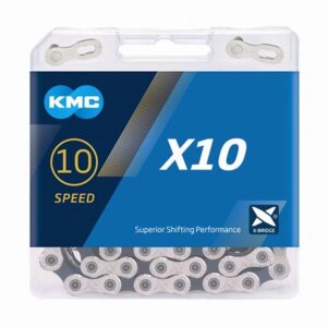 CADENA KMC X10 1-2X11-128" 10V NEGRA-PLATA