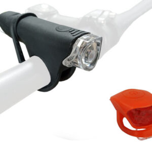 Set luces 10TEN, Foco delantero + Flash trasero, Silicona, Pilas incluidas